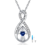 Sterling Sapphire Infinity Urn Pendant - Memorial Ash Necklace for Women